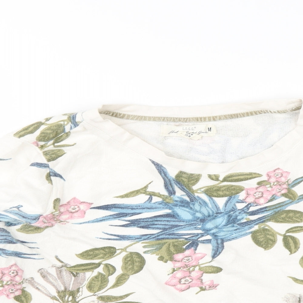 H&M Womens Ivory Floral  Pullover Sweatshirt Size M