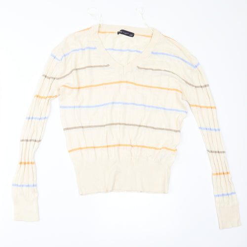 Marks and Spencer Womens Ivory Striped  Pullover Jumper Size S