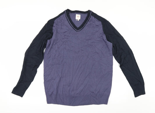 Front view of Code men’s blue jumper, size S