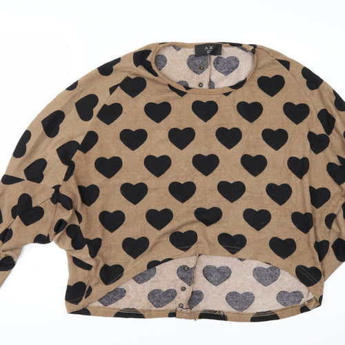 AX Paris Womens Beige Polka Dot  Pullover Jumper Size L