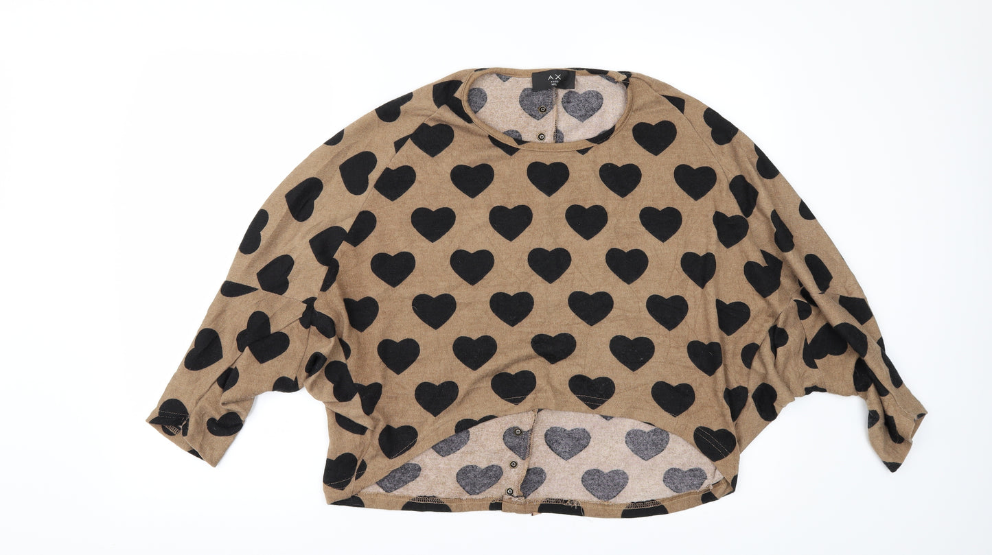 AX Paris Womens Beige Polka Dot  Pullover Jumper Size L