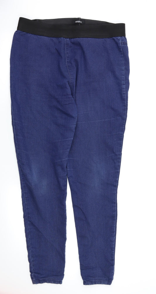 Front view of Pep&Co women’s blue jegging jeans, size UK 12, 29-inch leg - stretch waistband