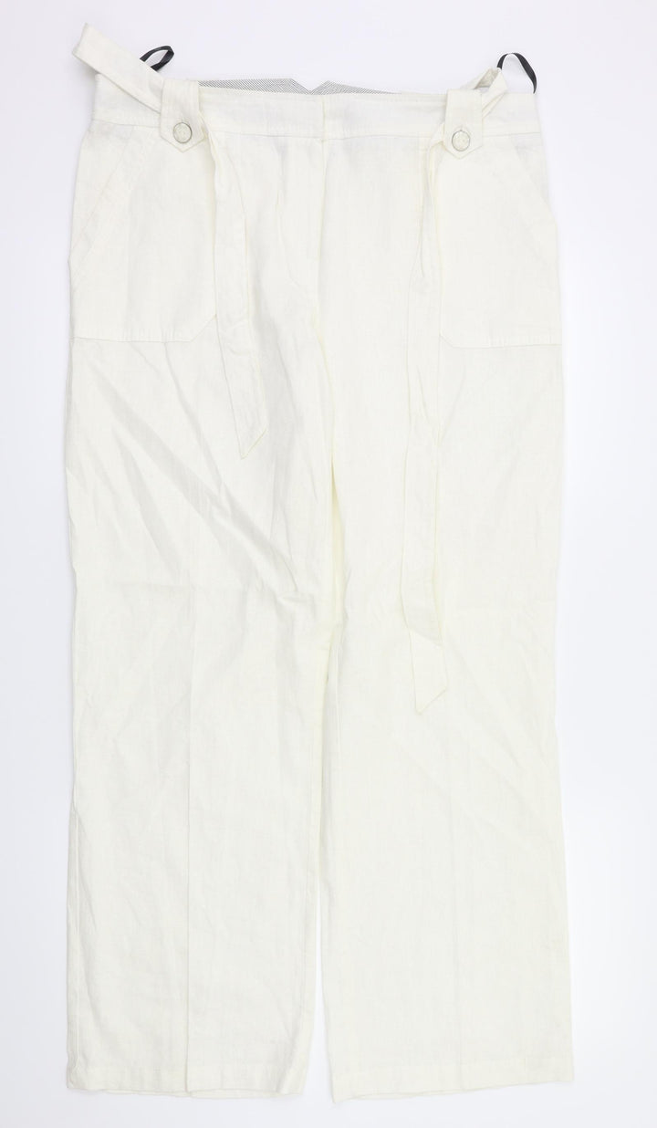 BHS Womens White Trousers Size 14 L30 in