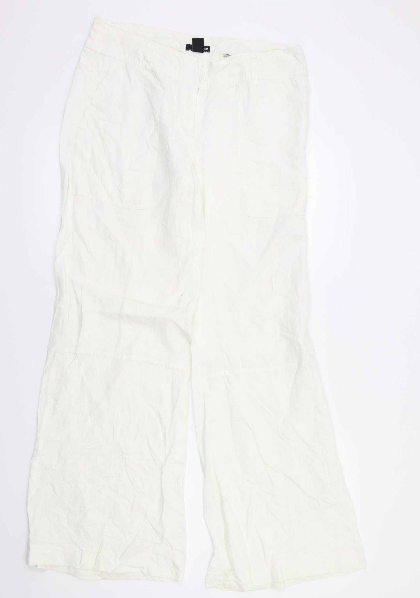 H&M Womens White   Trousers  Size 10 L31 in