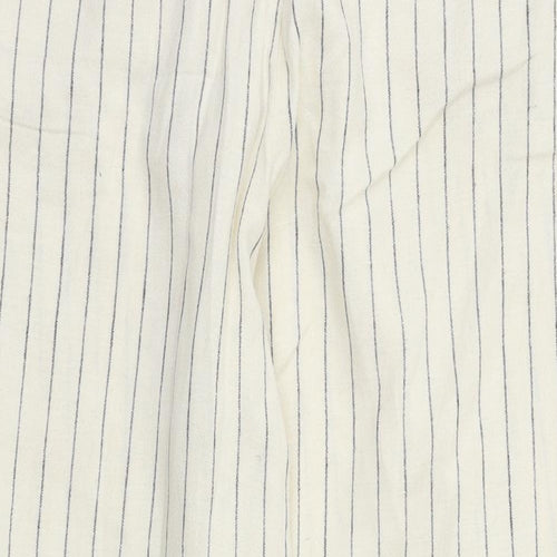 M&S  Womens Beige Striped  Trousers  Size 14 L26 in