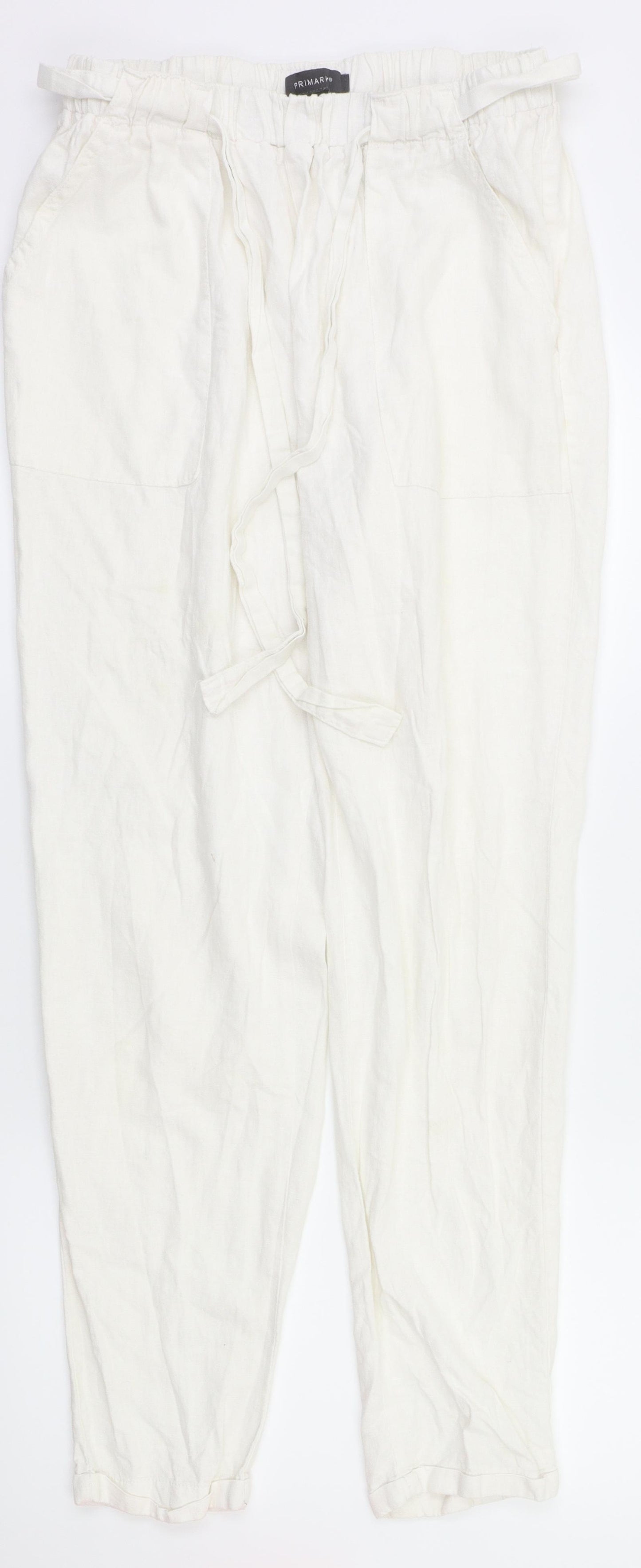 Primark Womens White   Jogger Trousers Size 14 L30 in - Stretch waistband