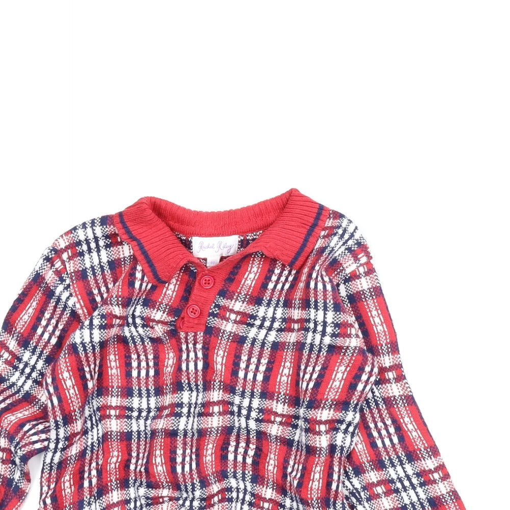 Rachel Riley Boys Red Plaid  Pullover Jumper Size 4 Years