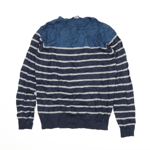Cedar Wood State Mens Blue Striped  Pullover Jumper Size S