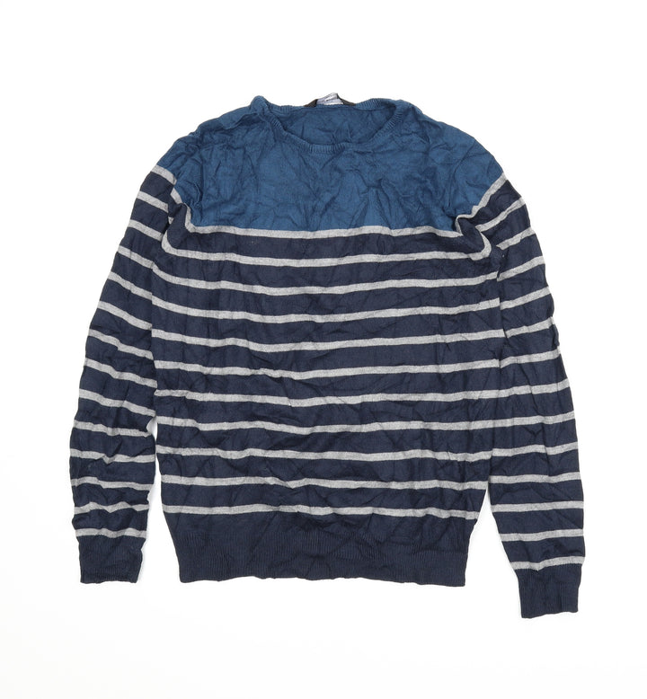 Cedar Wood State Mens Blue Striped Pullover Jumper Size S
