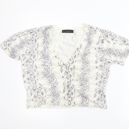 Just Elegance Womens Beige Animal Print  Cardigan Jumper Size L