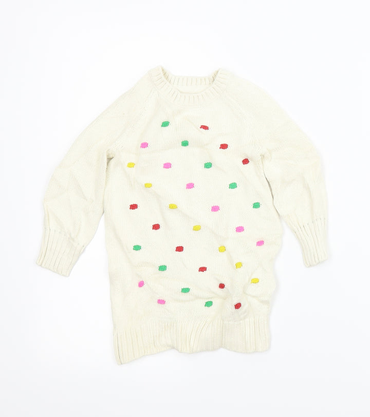 Gap Girls Ivory   Jumper Dress  Size 2 Years  - Colourful bobbles