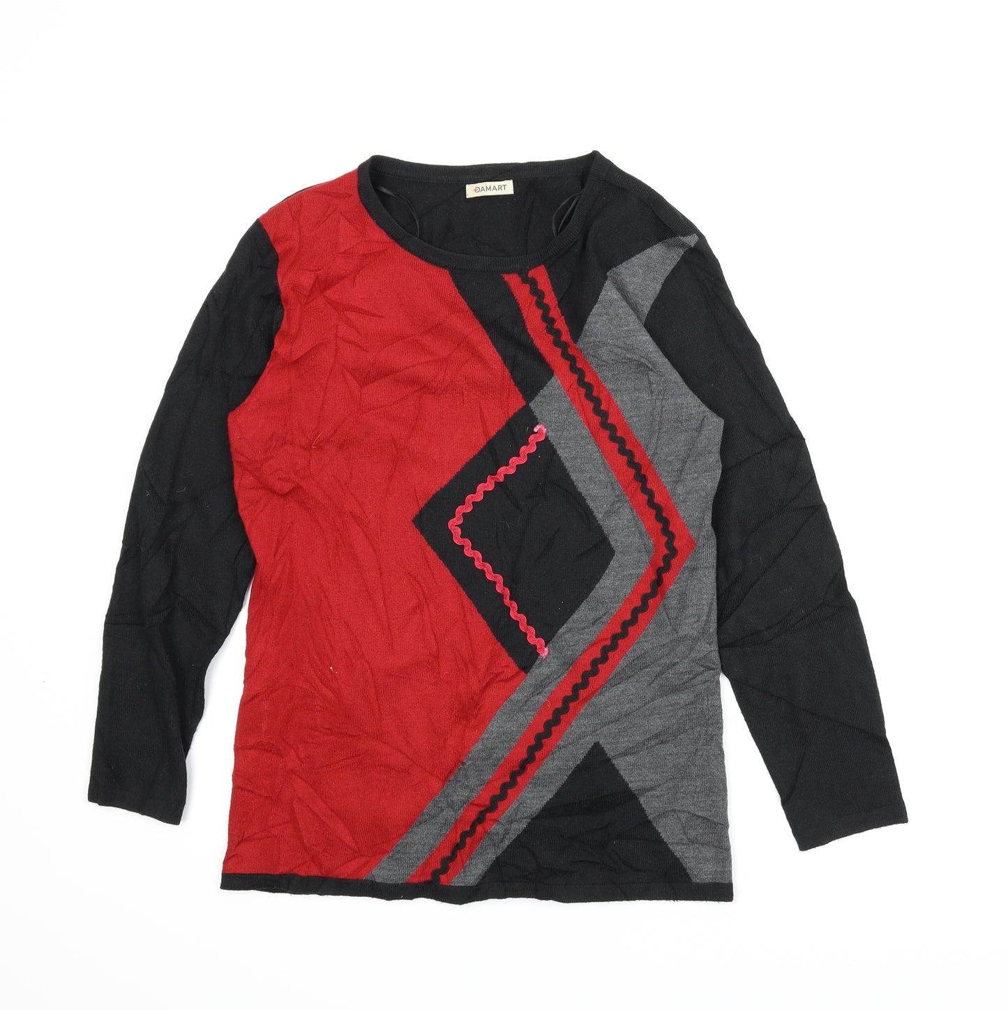Damart Womens Black Argyle/Diamond  Tunic Jumper Size S