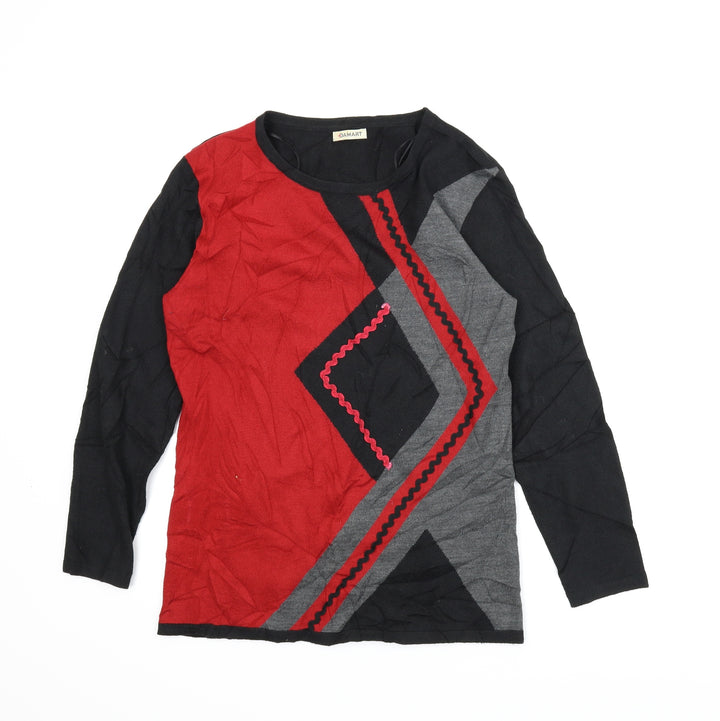 Damart Womens Black Argyle/Diamond  Tunic Jumper Size S