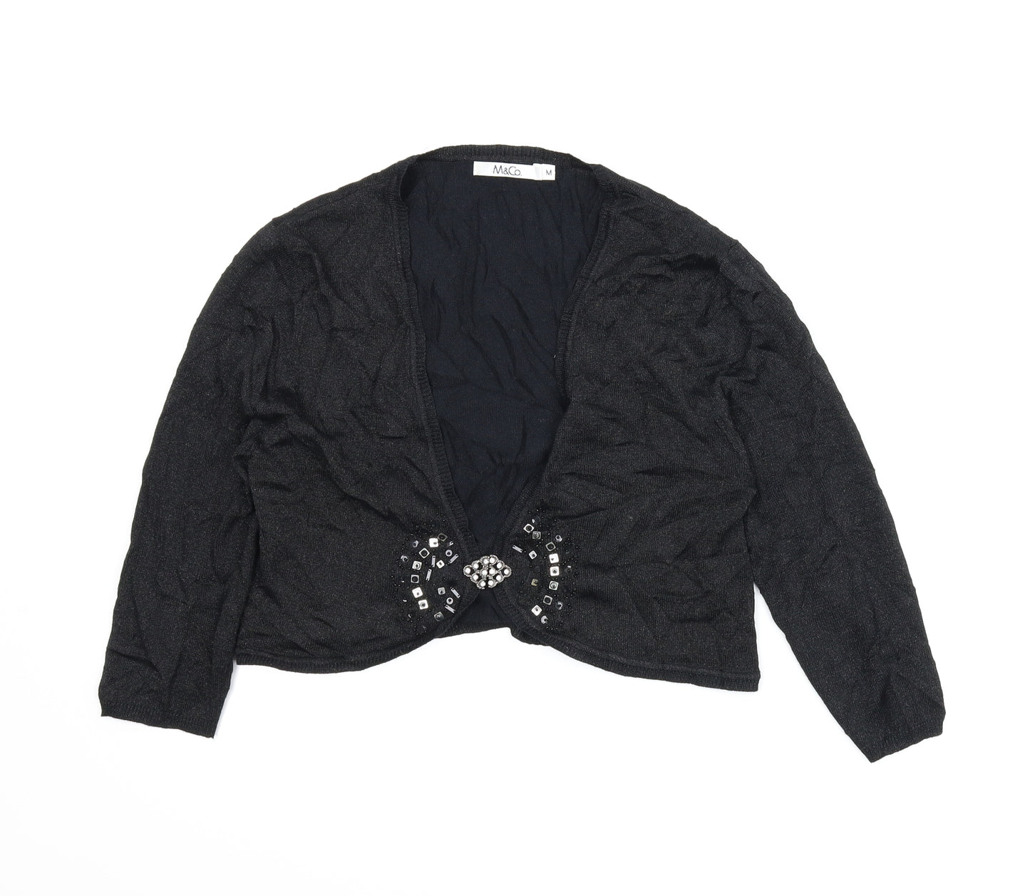 M&Co Womens Black   Cardigan Jumper Size M  - Clasp, Bolero