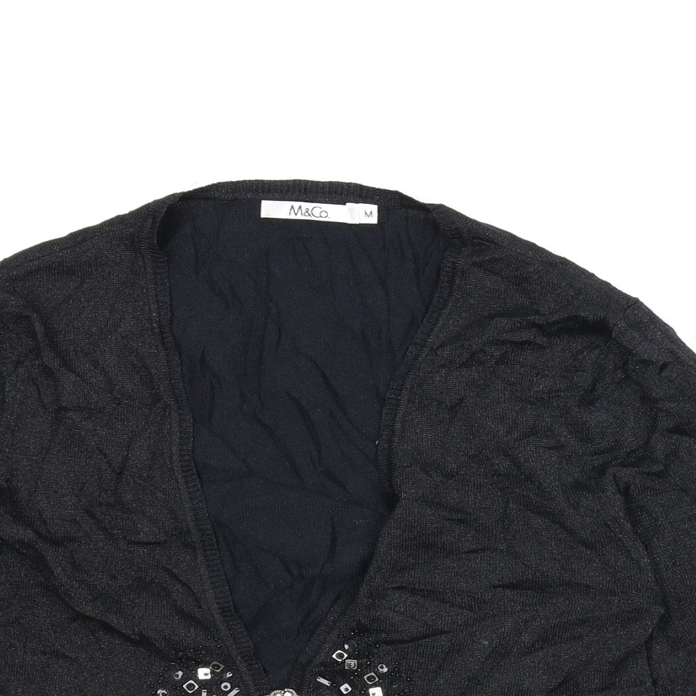 M&Co Womens Black   Cardigan Jumper Size M  - Clasp, Bolero