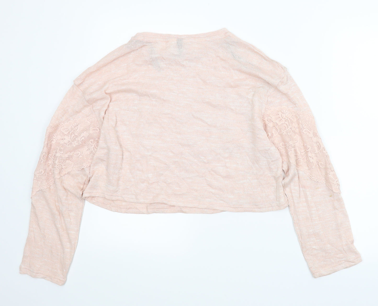 Divided Womens Pink Floral  Pullover Jumper Size S  - Cropped