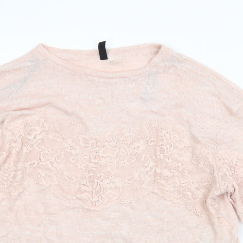 Divided Womens Pink Floral  Pullover Jumper Size S  - Cropped