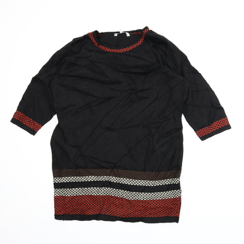 Peacocks Womens Black Striped  Tunic Jumper Size 18