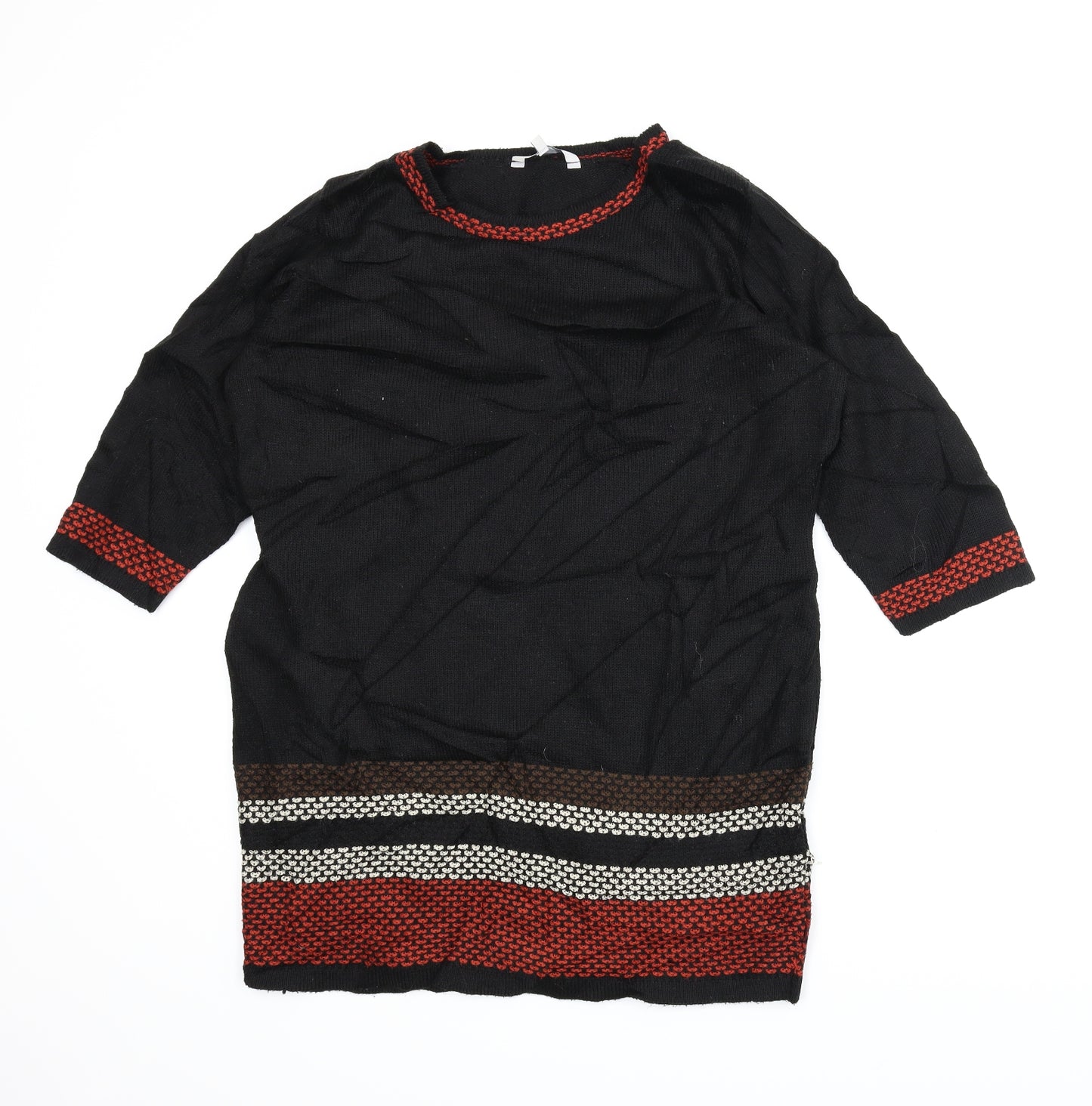 Peacocks Womens Black Striped  Tunic Jumper Size 18