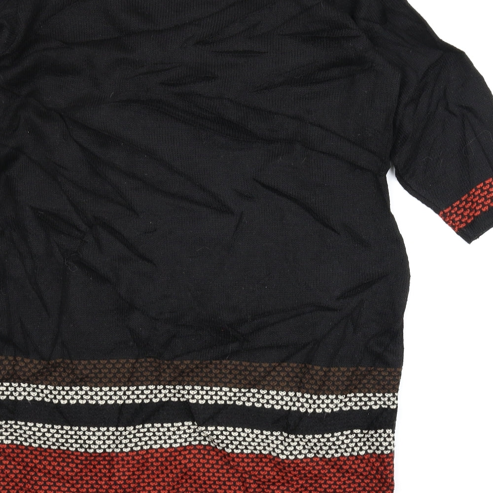 Peacocks Womens Black Striped  Tunic Jumper Size 18
