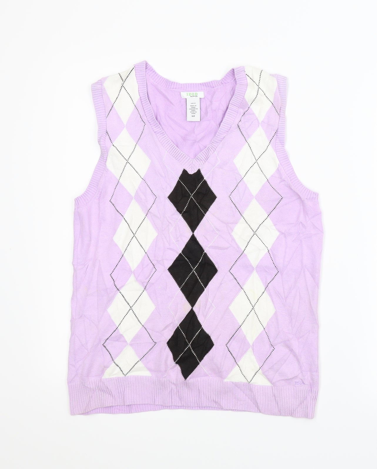 IZOD Womens Purple Argyle/Diamond  Vest Jumper Size S