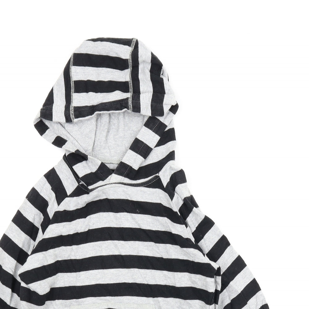 M&S Boys Grey Striped  Pullover Hoodie Size 7-8 Years