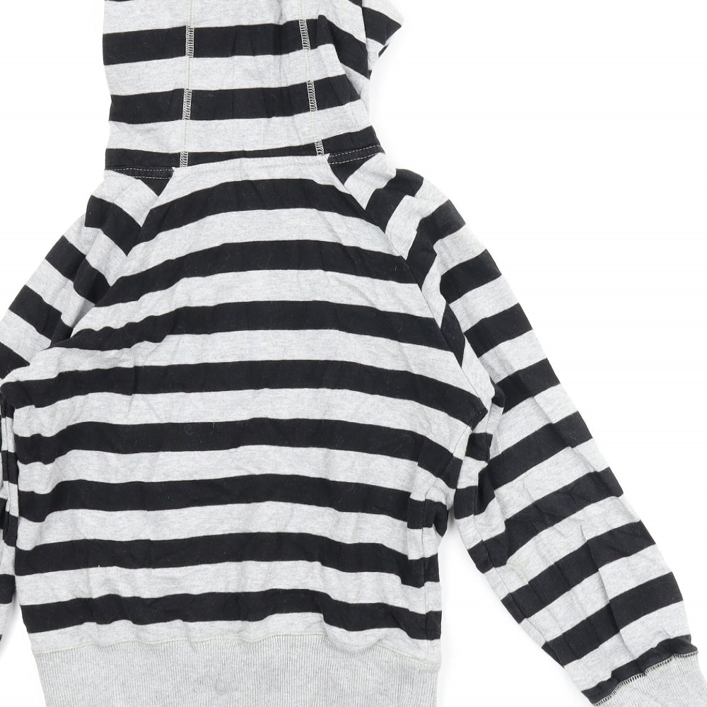 M&S Boys Grey Striped  Pullover Hoodie Size 7-8 Years