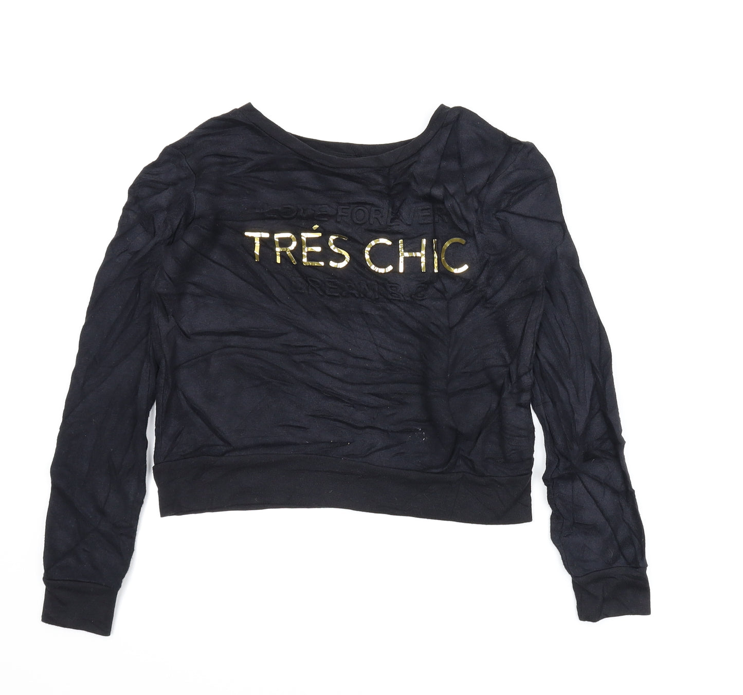 M&Co Girls Black   Pullover Sweatshirt Size 9-10 Years
