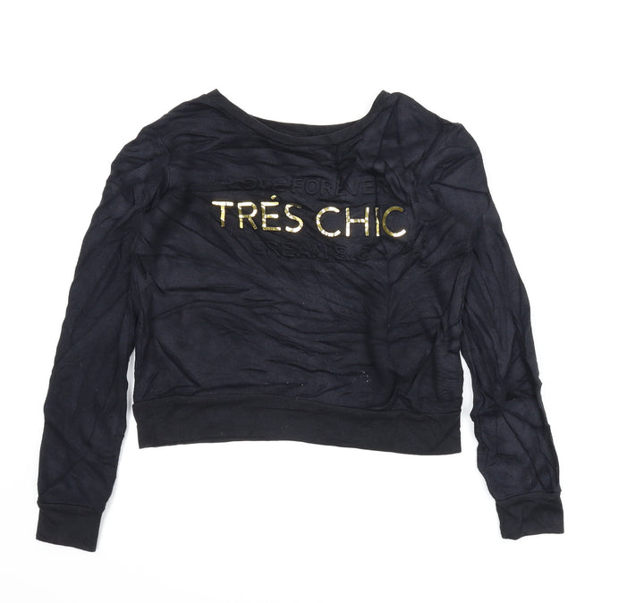 M&Co Girls Black   Pullover Sweatshirt Size 9-10 Years