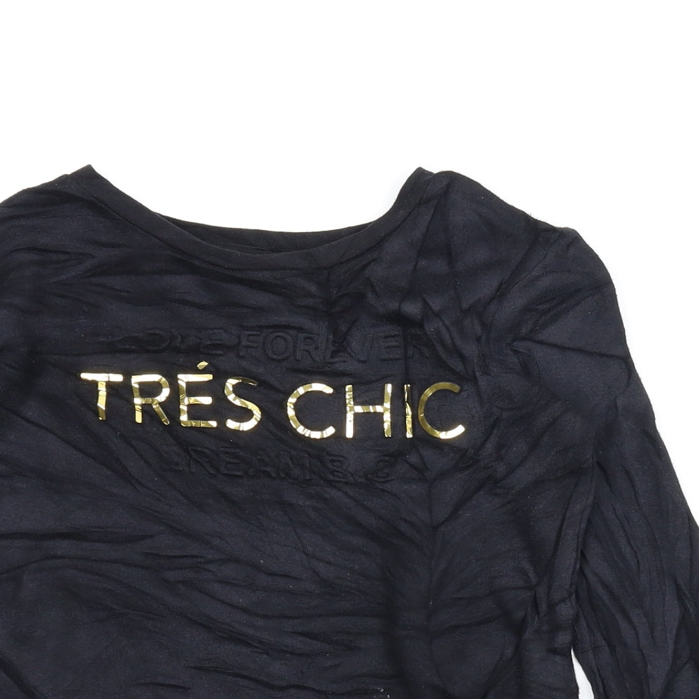 M&Co Girls Black   Pullover Sweatshirt Size 9-10 Years