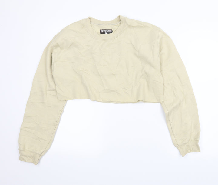 PRETTYLITTLETHING Womens Beige Pullover Sweatshirt Size S - Cropped