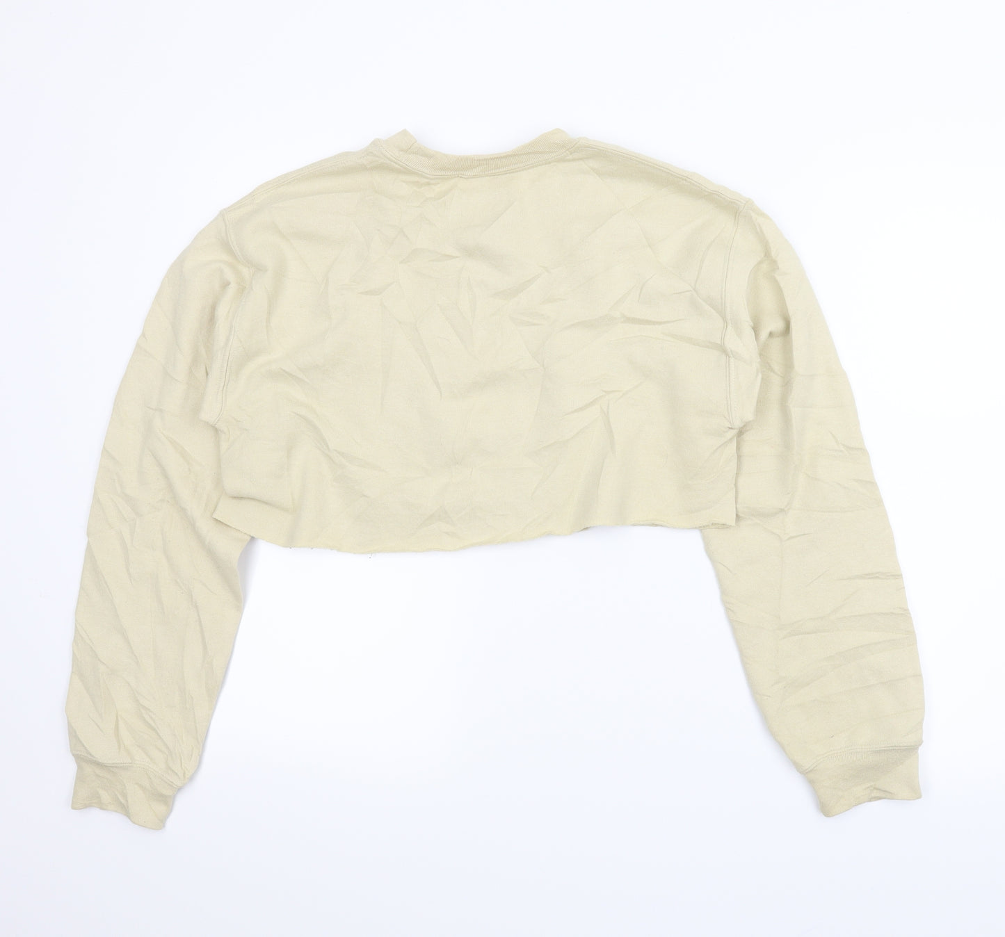 PRETTYLITTLETHING Womens Beige   Pullover Sweatshirt Size S  - Cropped