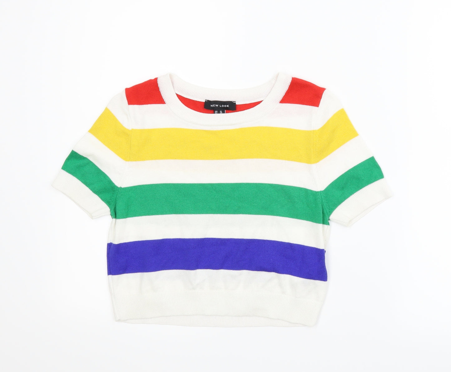 New Look Womens Multicoloured Striped  Pullover Jumper Size 10  - Cropped