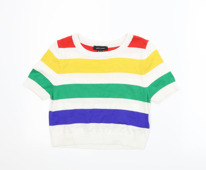 New Look Womens Multicoloured Striped  Pullover Jumper Size 10  - Cropped