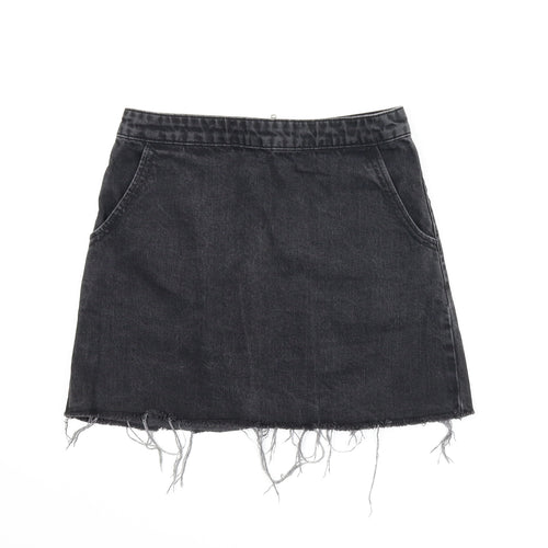 Topshop Womens Black  Denim A-Line Skirt Size S