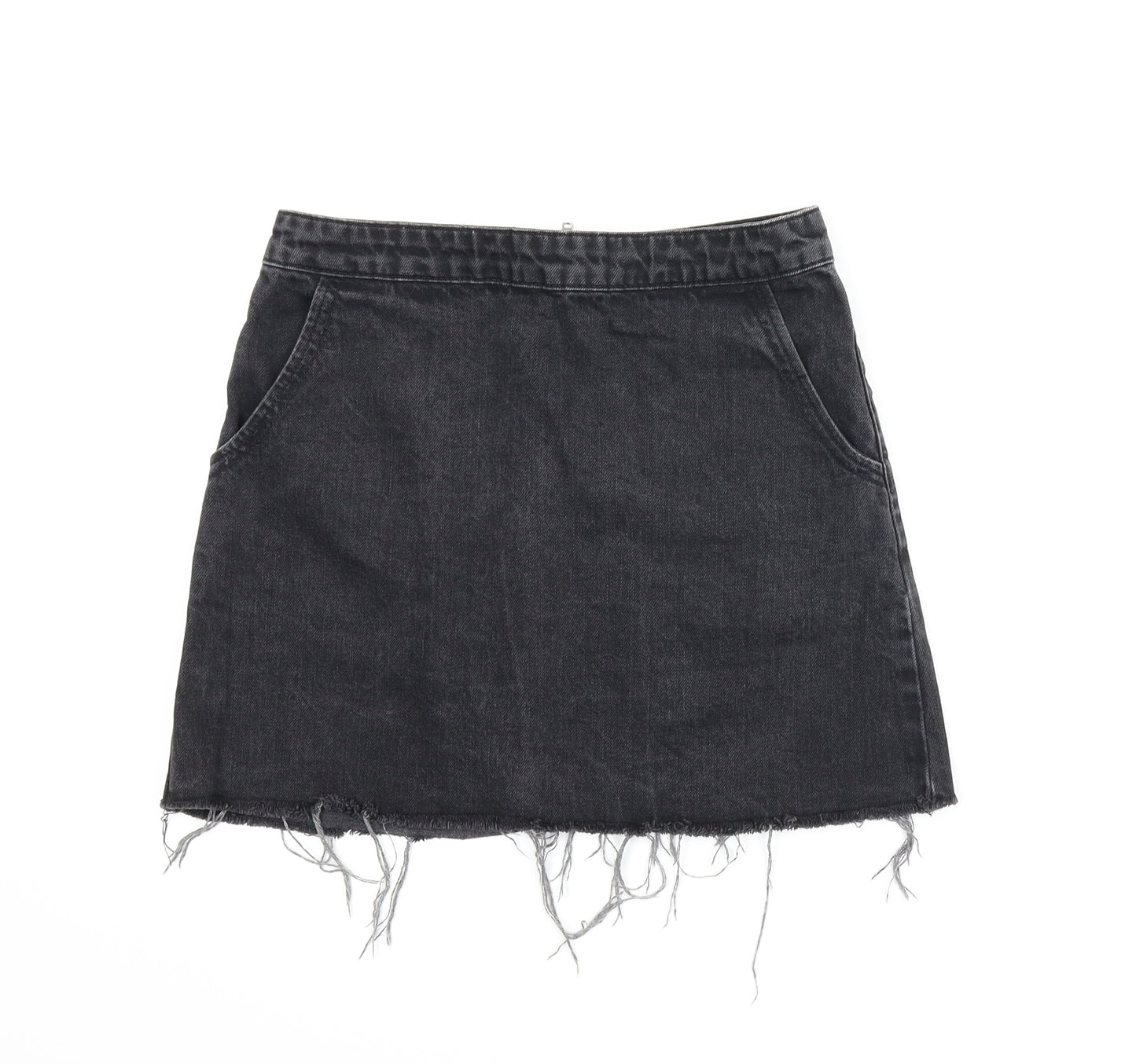 Topshop Womens Black  Denim A-Line Skirt Size S