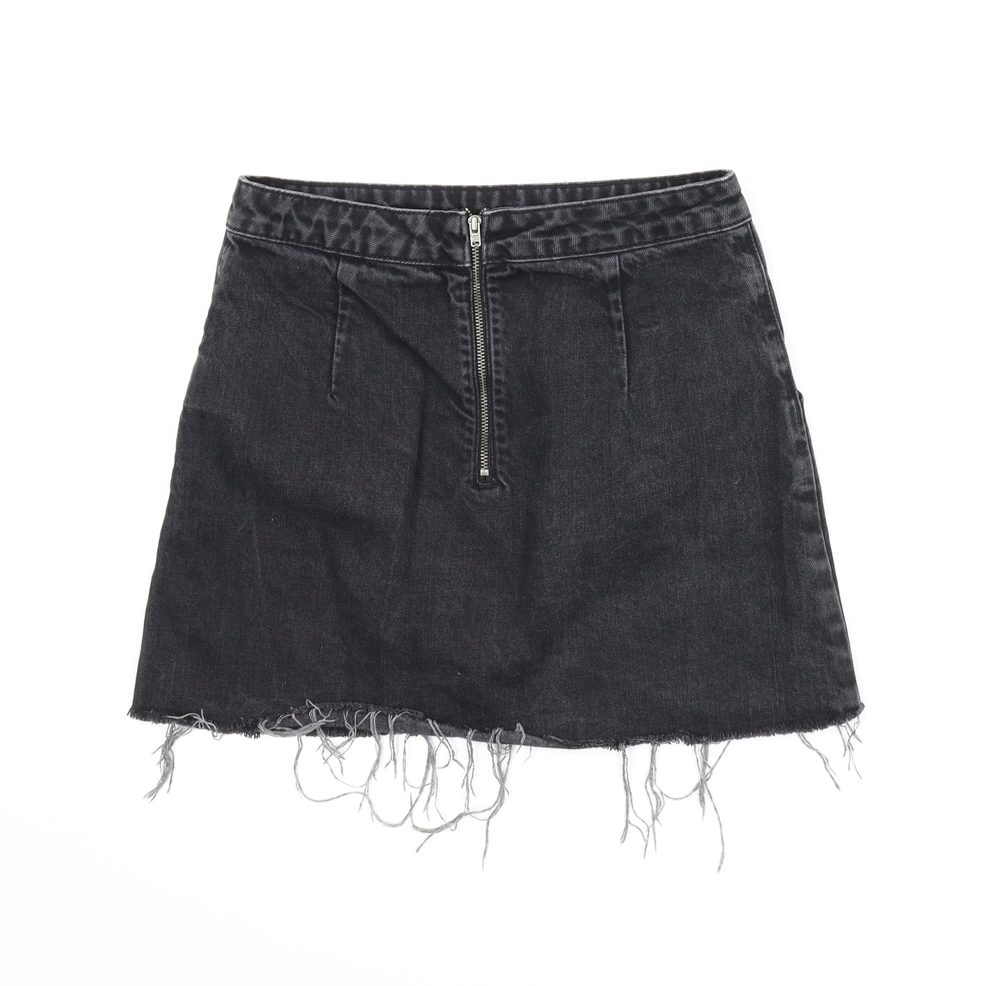 Topshop Womens Black  Denim A-Line Skirt Size S