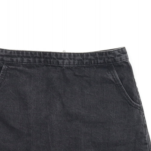 Topshop Womens Black  Denim A-Line Skirt Size S