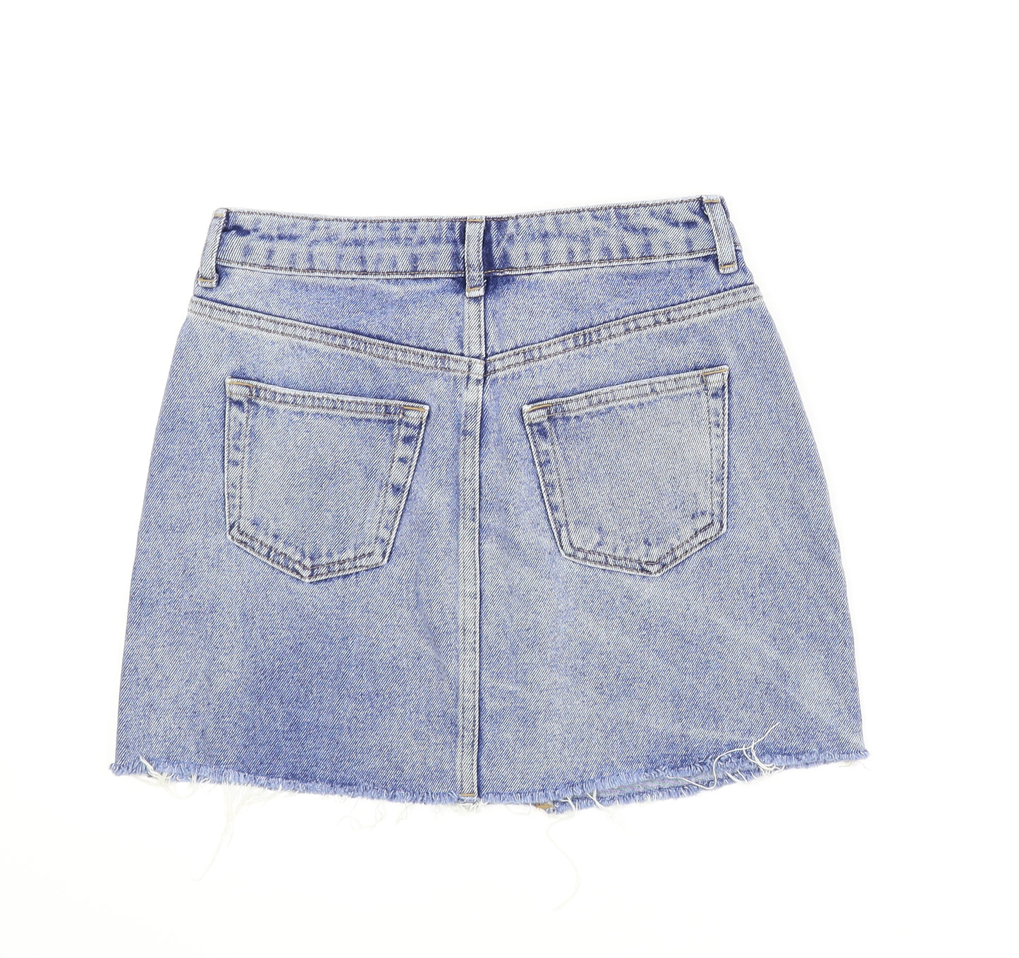 Topshop Womens Blue Floral Denim A-Line Skirt Size 8
