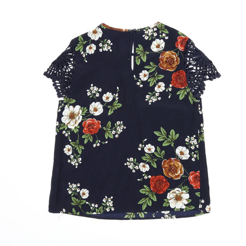 SheIn Womens Blue Floral  Basic Blouse Size XS