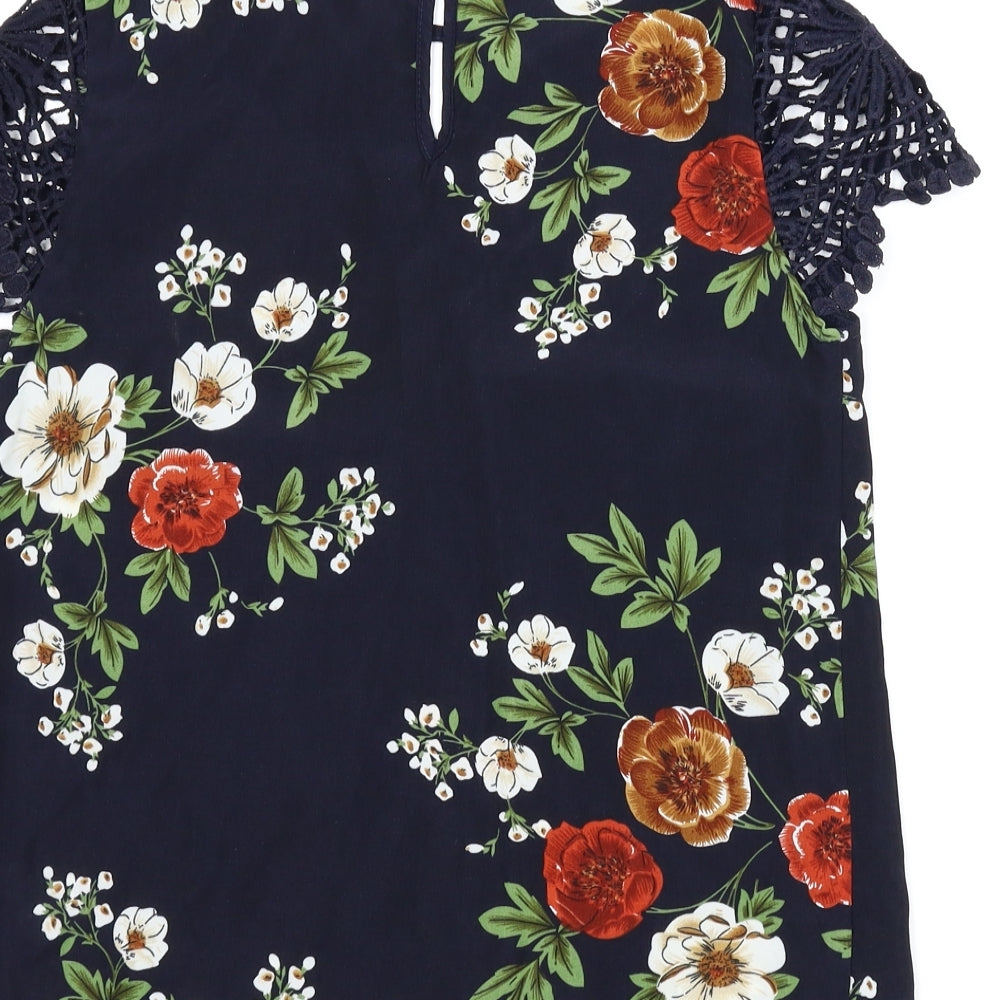 SheIn Womens Blue Floral  Basic Blouse Size XS