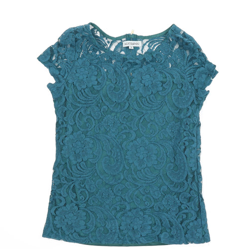 Alice & You Womens Green Floral  Basic Blouse Size 10