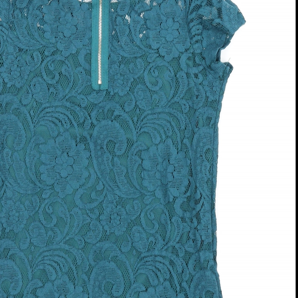 Alice & You Womens Green Floral  Basic Blouse Size 10