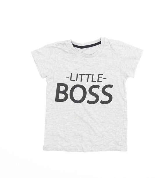 Front view of Matalan boys’ grey basic t-shirt, size 5-6, years