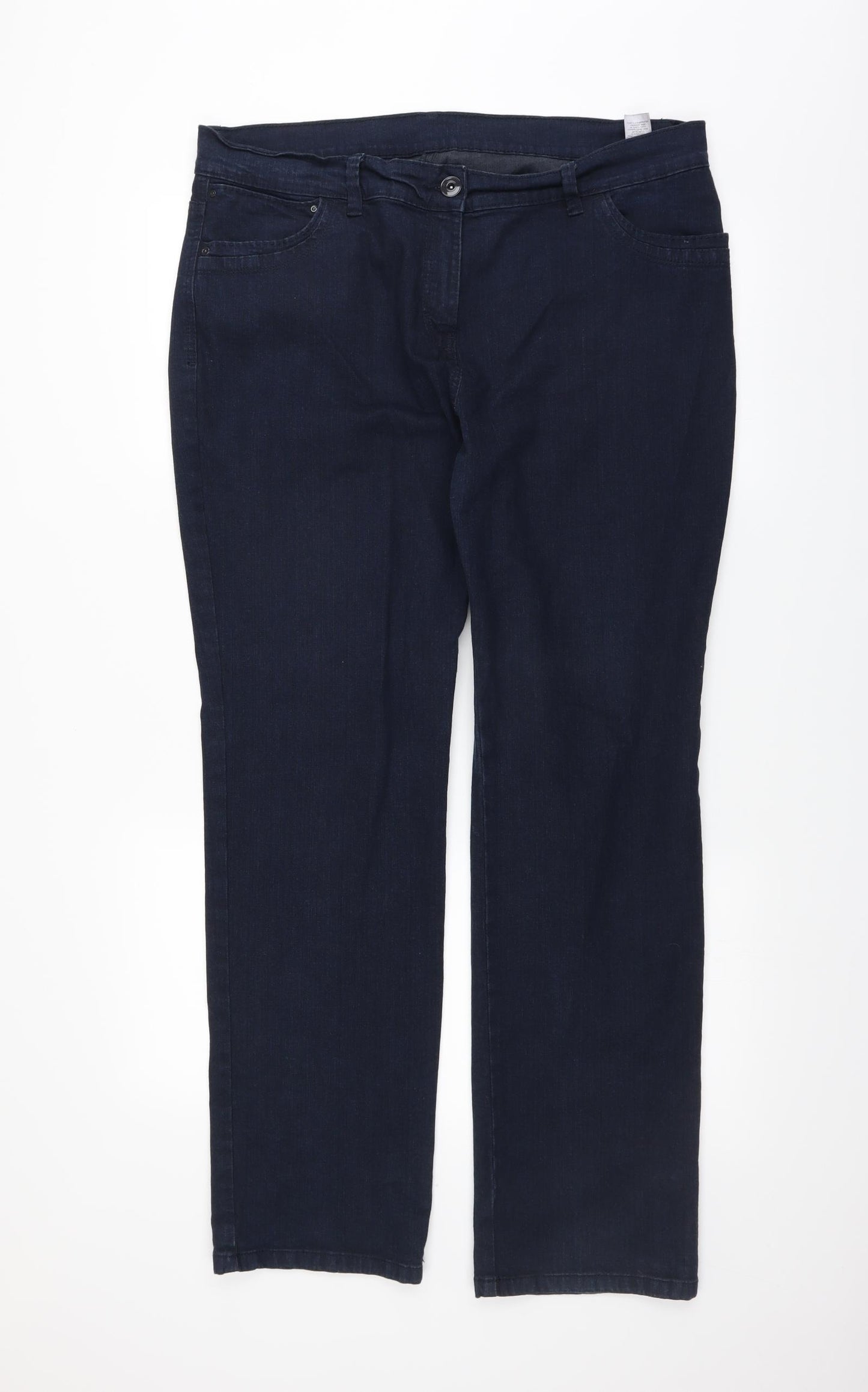Marks and Spencer Womens Blue  Denim Straight Jeans Size 18 L31 in