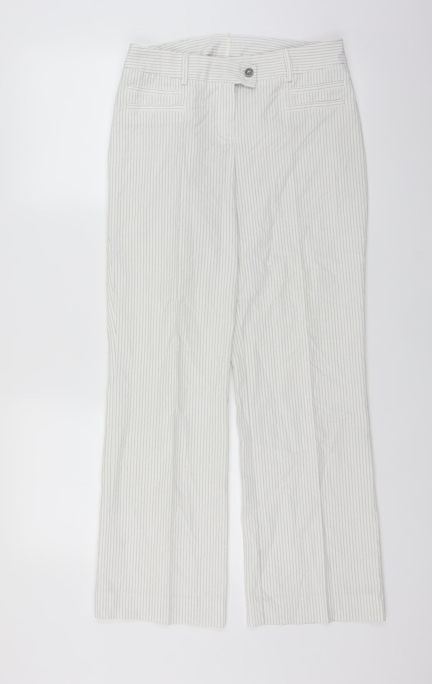 Apart Womens White Striped  Trousers  Size 10 L29 in