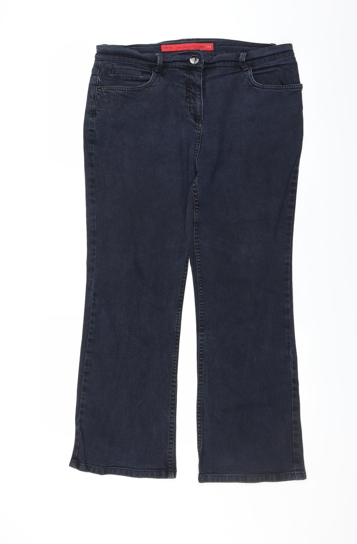 Marks and Spencer Womens Black  Denim Straight Jeans Size 14 L27 in