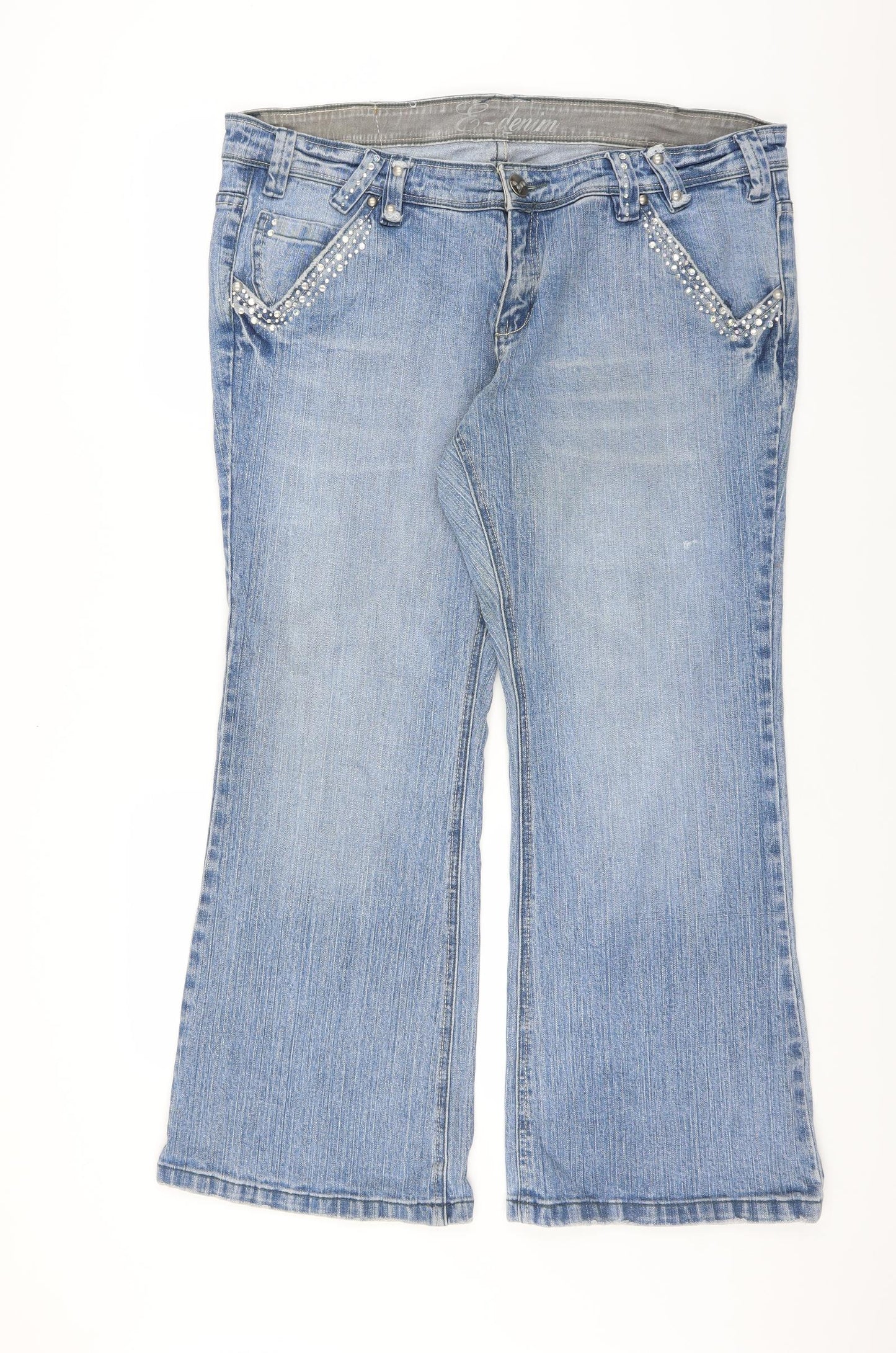 Evans Womens Black  Denim Bootcut Jeans Size 18 L28 in - beaded detail