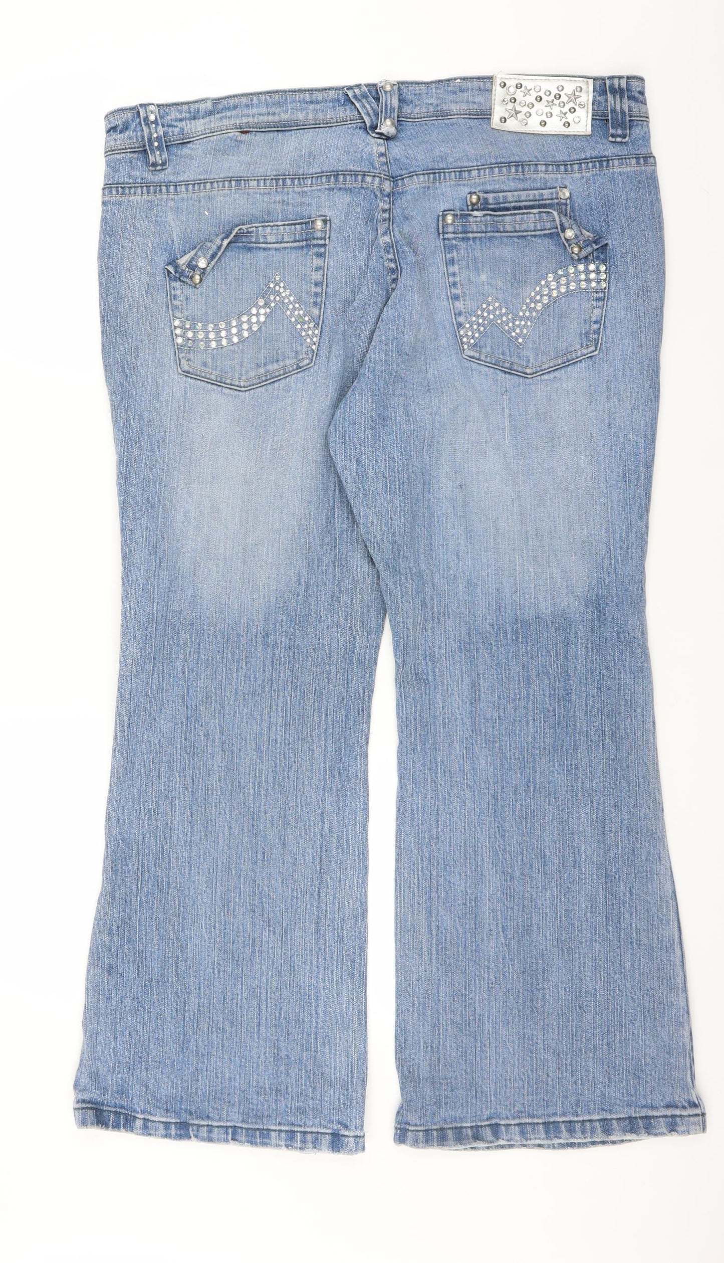 Evans Womens Black  Denim Bootcut Jeans Size 18 L28 in - beaded detail
