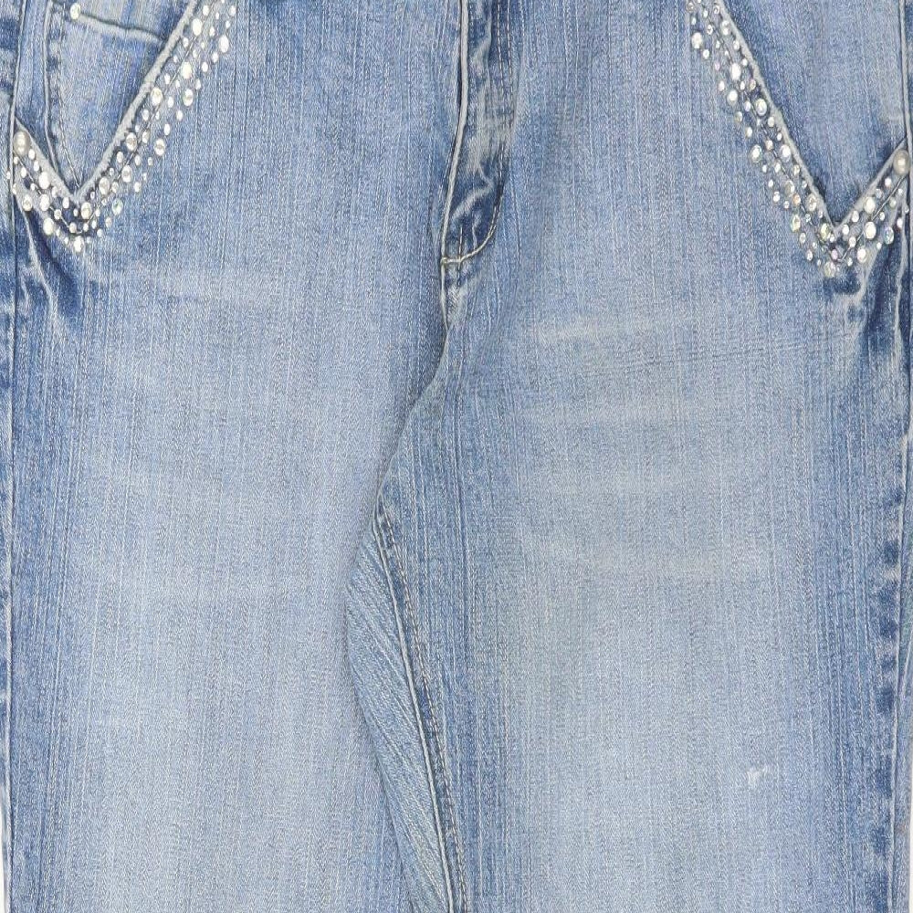 Evans Womens Black  Denim Bootcut Jeans Size 18 L28 in - beaded detail